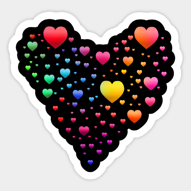 Multicolored Rainbow Heart Bubbles Sticker by Art by Deborah Camp